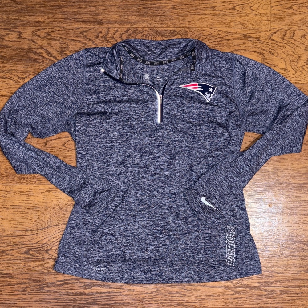 Nike Women's Navy Heather Quarter-Zip Patriots Pullover